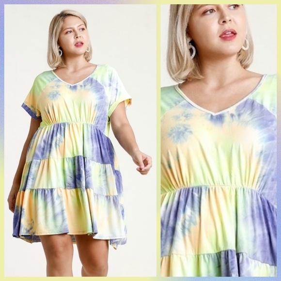 Umgee Tie Dye Brushed Textured Yard Tiered Dress - Picture 4 of 5